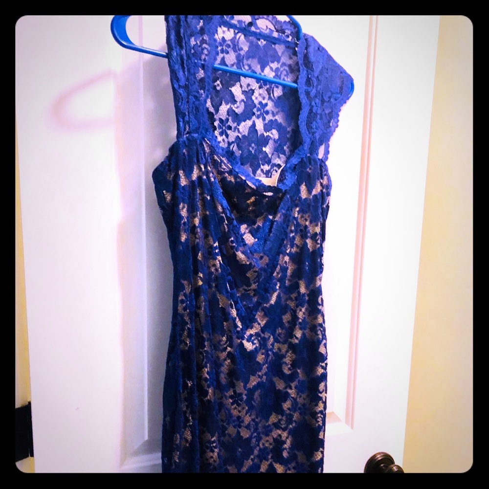 Women Blue Lace Dress